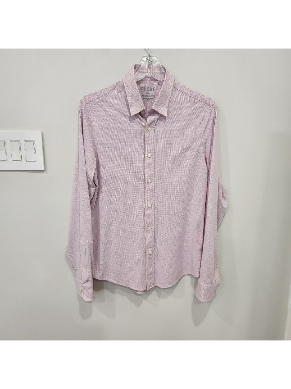 Rhone Men’s Pink Commuter Pro Slim Shirt Button Up Spread Collar Office Sz Small